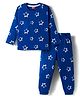Babyhug Cotton Knit Full Sleeves Co-ords Night Suit With Star Print - Blue