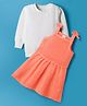 Babyhug Knitted Solid Woollen Dress & Full Sleeves Inner Tee - Orange & White