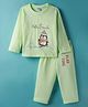 Tango Single Jersey Knit Full Sleeves T-Shirt & Lounge Pant Set with Penguin Print - Light Green