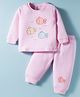 Tango Knit Full Sleeves Winter Wear Quilted Sweatshirt & Lounge Pant Set with Fish Print - Pink