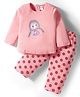 Tango Interlock Knit Full Sleeves Night Suit With Floral Print - Coral