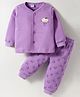 Tango Fleece Knit Full Sleeves Front Open Winter Night Suit With Animal Print - Mauve