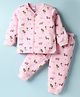 Tango Fleece Knit Full Sleeves Co-ords Night Suit - Pink