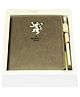 Rushabh Novelty Notebook 3688 Grey Leather Dairy with Pen 96-Pages Plain,grid,dotted,ruled