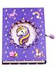 Rushabh Novelty Notebook 1708 Purple Unicorn lock dairy 96-Pages Ruled