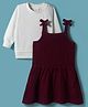 Babyhug Knitted Solid Woollen Dress & Full Sleeves Inner Tee - Maroon & White