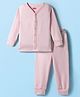 Babyhug Knit Full Sleeves Front Open Solid Thermal Set - Pink