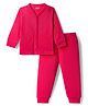 Babyhug Knit Full Sleeves Solid Color Thermal Vest & Pant Set - Red