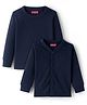 Babyhug Knit Full Sleeves Solid Thermal Inner Wear Front Open & Pullover Vest Pack of 2 - Navy Blue