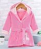 Doreme Terry Knit Full Sleeves Hooded Bathrobe With Giraffe Embroidery - Dark Pink