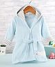 Doreme Terry Knit Full Sleeves Hooded Bathrobe With Bear Embroidery - Light Blue