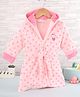 Doreme Terry Knit Full Sleeves Hooded Bath Robe with Heart & Polka Dot Design - Sugar Pink