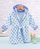 Doreme Terry Knit Full Sleeves Hooded Star Printed Bathrobe - Light Blue