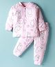 Doreme Single Jersey Knit Full Sleeves Co-ords Winter Night Suit with Bunny Print - Pink