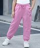 Kookie Kids Terry Knit Full Length Joggers With Smiley Print & Pockets - Mauve