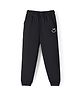 Kookie Kids Terry Knit Full Length Joggers With Smiley Print & Pockets - Black