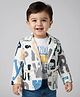Babyhug Knit Full Sleeves Text Printed Blazer with T-Shirt - White