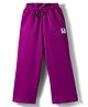 Kookie Kids Terry Knit Full Length Solid Color Wide Leg Lounge Pant with Badge Detailing - Violet