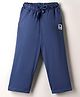 Kookie Kids Terry Knit Full Length Solid Color Wide Leg Lounge Pant with Badge Detailing - Navy Blue