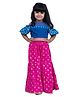 Twisha Cotton Woven Cold Shoulder Half Sleeves Club & Flamingo Foil Printed Crop Top & Sharara Set - Blue & Pink