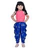 Twisha Chanderi Woven Sleeveless Solid Top & Swans Foil Printed Dhoti Set - Coral & Blue