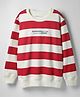 Doreme Fleece Knit Full Sleeves Striped Sweatshirt - Red & White
