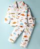 Doreme Single Jersey Knit Full Sleeves Co-ords Night Suit with Beach Theme Print - White