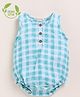 Cot & Candy Organic Muslin Cotton Knit Sleeveless Checked Onesie - Teal