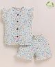 Cot & Candy Organic Muslin Cotton Knit Frill Sleeves Floral Printed Coordinating Tee & Shorts Set - Spring