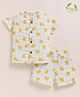 Cot & Candy Organic Muslin Cotton Knit Half Sleeves Checked & Oranges Printed Coordinating Tee & Shorts Set - Orange