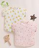 Cot & Candy Organic Muslin Cotton Knit Pack Of 2 Half Sleeves Checked & Floral Printed Tops - Orange & Strawberry