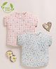 Cot & Candy Organic Muslin Cotton Knit Pack Of 2 Half Sleeves Checked & Floral Printed Tops - Strawberry & Spring