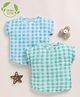 Cot & Candy Organic Muslin Cotton Knit Pack Of 2 Half Sleeves Checked Tops - Teal & Sage Green