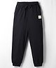 Kookie Kids Terry Knit Full Length Solid Lounge Pant with Small Badge Draw Cord & 2 Pockets - Black