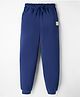 Kookie Kids Terry Knit Full Length Solid Lounge Pant with Small Badge Draw Cord & 2 Pockets - Navy Blue