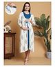 Moms Maternity Cotton Blend Woven Three Fourth Bell Sleeves Floral Printed Maternity Kurti Dress With Side Seam Nursing Access - Off White