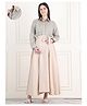 Moms Maternity Cotton Blend Woven Full Sleeves Lace Detailed Maternity Shirt With Front Open Nursing Access & Skirt Set - Grey