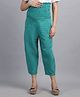 Moms Maternity Cotton Blend Woven Checked Maternity High Waist Trousers - Green