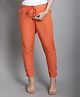 Moms Maternity Cotton Woven Solid Maternity Trousers - Orange