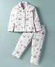 Doreme Single Jersey Knit Full Sleeves Co-ord Night Suit with Text Print - White
