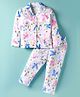 Doreme Single Jersey Knit Full Sleeves Co-ord Night Suit with Butterfly Print - White