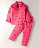 Doreme Single Jersey Knit Full Sleeves Co-ord Night Suit with Text Print - Dark Pink