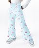Nautinati Cotton Lycra Knit Cherries Printed Bootcut Leggings - Blue