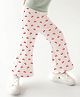 Nautinati Cotton Lycra Knit Cherries Printed Bootcut Leggings - Light Peach