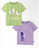 Nautinati Cotton Knit Pack Of 2 Half Sleeves Birds & Octopus Printed Tees - Green & Lavender