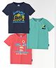 Nautinati Cotton Knit Pack Of 3 Half Sleeves Beach Theme Printed Tees - Navy Blue Red & Turquoise