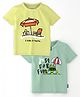 Nautinati Cotton Knit Pack Of 2 Half Sleeves Beach Theme Printed Tees - Olive Green & Neon Green