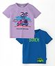 Nautinati Cotton Knit Pack Of 2 Half Sleeves Vehicles & Typography Printed Tees - Blue & Lavender