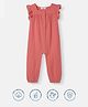 Nautinati Cotton Knit Frill Sleeves Textured Sleepsuit - Coral