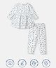 Nautinati Cotton Knit Full Sleeves Floral Printed Coordinating Top & Pant Set - White
